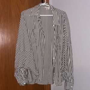 BiBi green and White Striped Shirt
